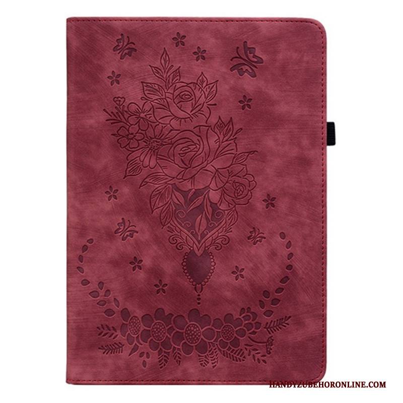 Case Für Samsung Galaxy Tab S11 Blumenmuster In Wildlederoptik