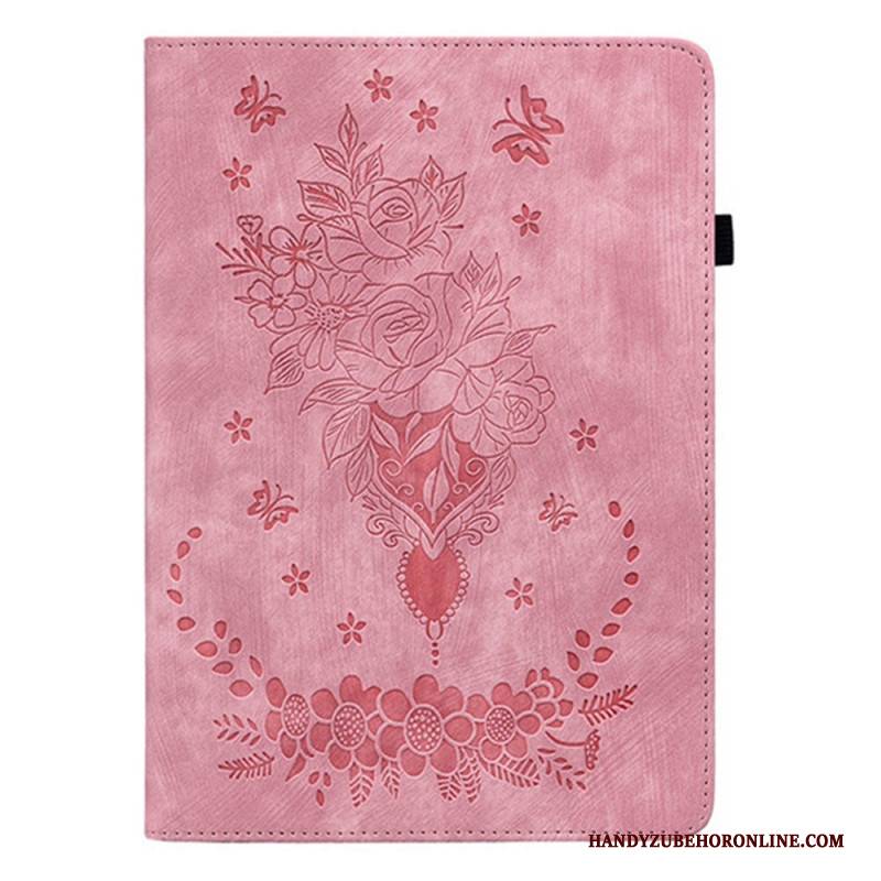 Case Für Samsung Galaxy Tab S11 Blumenmuster In Wildlederoptik