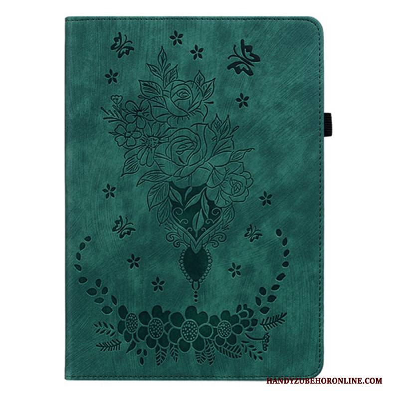 Case Für Samsung Galaxy Tab S11 Blumenmuster In Wildlederoptik