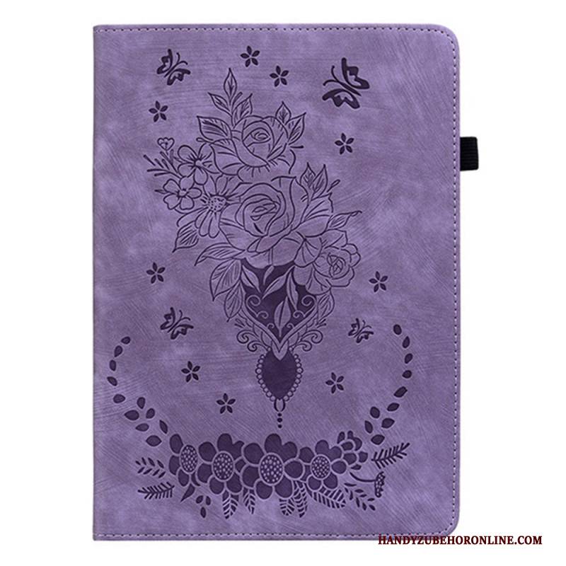 Case Für Samsung Galaxy Tab S11 Blumenmuster In Wildlederoptik