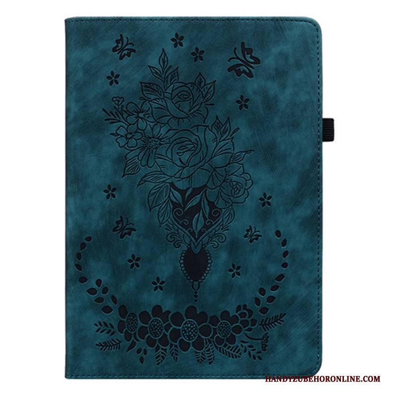 Case Für Samsung Galaxy Tab S11 Blumenmuster In Wildlederoptik