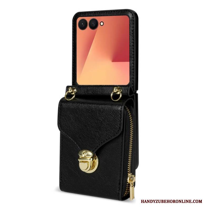 Case Samsung Galaxy Z Flip 7 Geldbörse Mit Reißverschluss Und Schultergurt