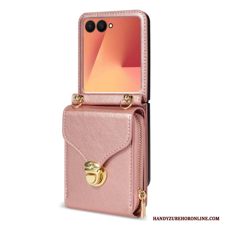Case Samsung Galaxy Z Flip 7 Geldbörse Mit Reißverschluss Und Schultergurt