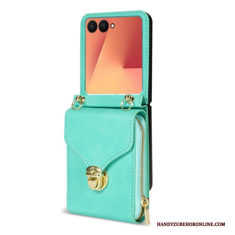 Case Samsung Galaxy Z Flip 7 Geldbörse Mit Reißverschluss Und Schultergurt