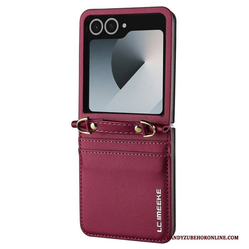 Case Samsung Galaxy Z Flip 7 Handyhülle Kartenhalterung Und Schultergurt In Lederoptik