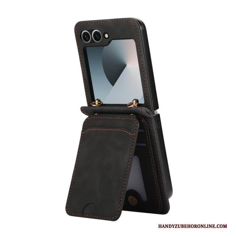 Case Samsung Galaxy Z Flip 7 Kartenhalterung Und Schultergurt In Lederoptik