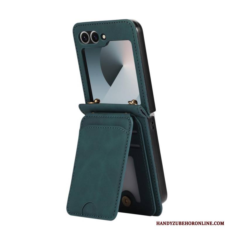 Case Samsung Galaxy Z Flip 7 Kartenhalterung Und Schultergurt In Lederoptik