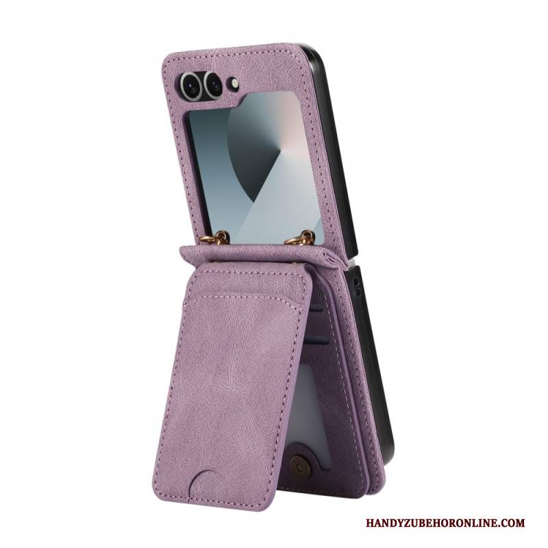 Case Samsung Galaxy Z Flip 7 Kartenhalterung Und Schultergurt In Lederoptik