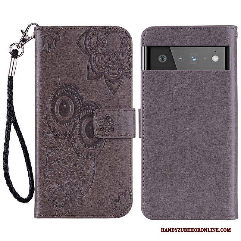 Flip Case Für Google Pixel 6 Eulen-mandala Und Schlüsselband