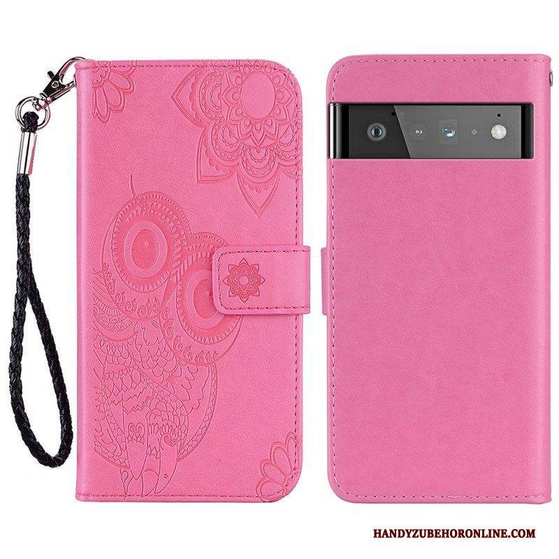 Flip Case Für Google Pixel 6 Eulen-mandala Und Schlüsselband