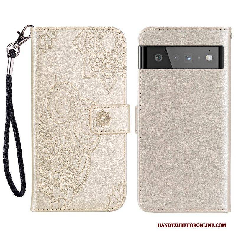 Flip Case Für Google Pixel 6 Eulen-mandala Und Schlüsselband