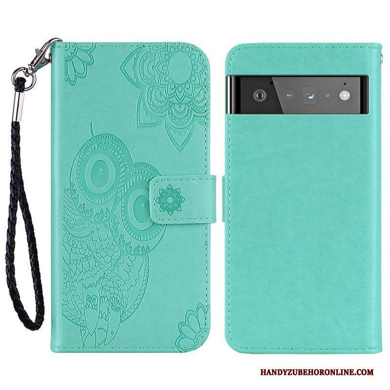 Flip Case Für Google Pixel 6 Eulen-mandala Und Schlüsselband