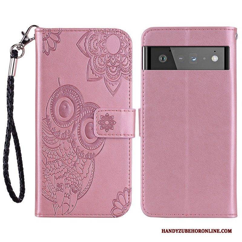 Flip Case Für Google Pixel 6 Eulen-mandala Und Schlüsselband