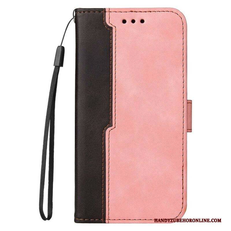 Flip Case Für Google Pixel 6 Farbiges Zweifarbiges Kunstleder