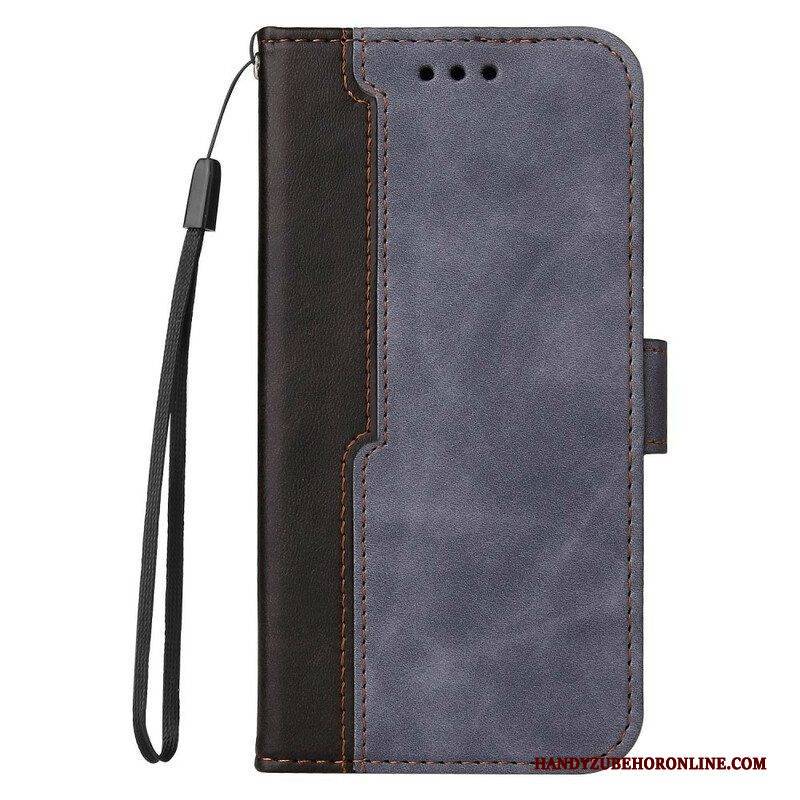 Flip Case Für Google Pixel 6 Farbiges Zweifarbiges Kunstleder