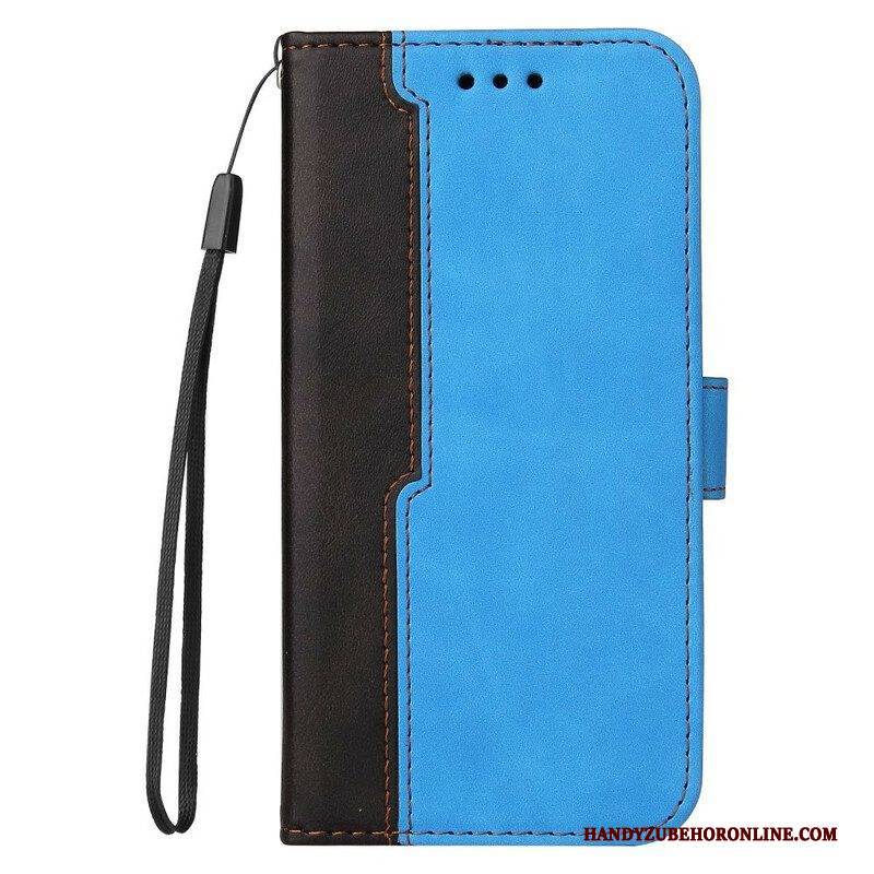 Flip Case Für Google Pixel 6 Farbiges Zweifarbiges Kunstleder