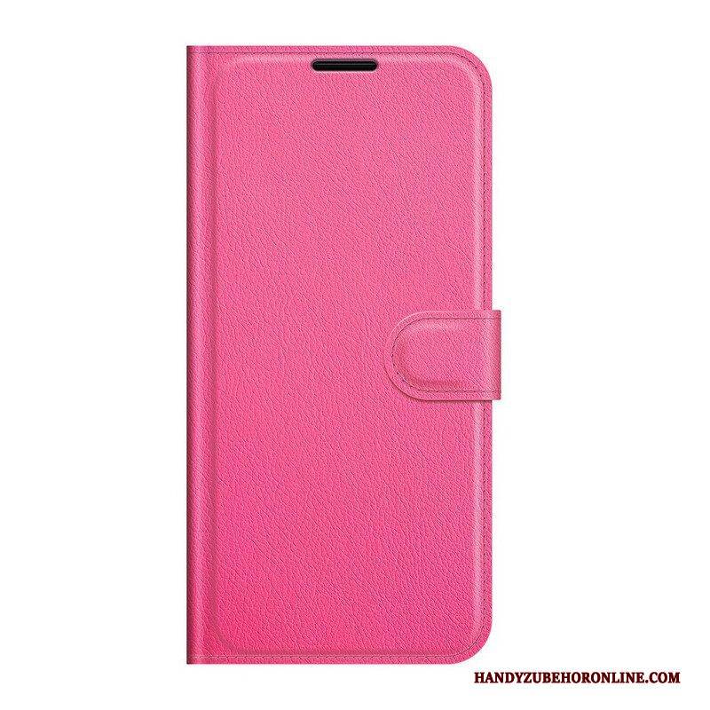 Flip Case Für Google Pixel 6 Klassisches Lychee-kunstleder