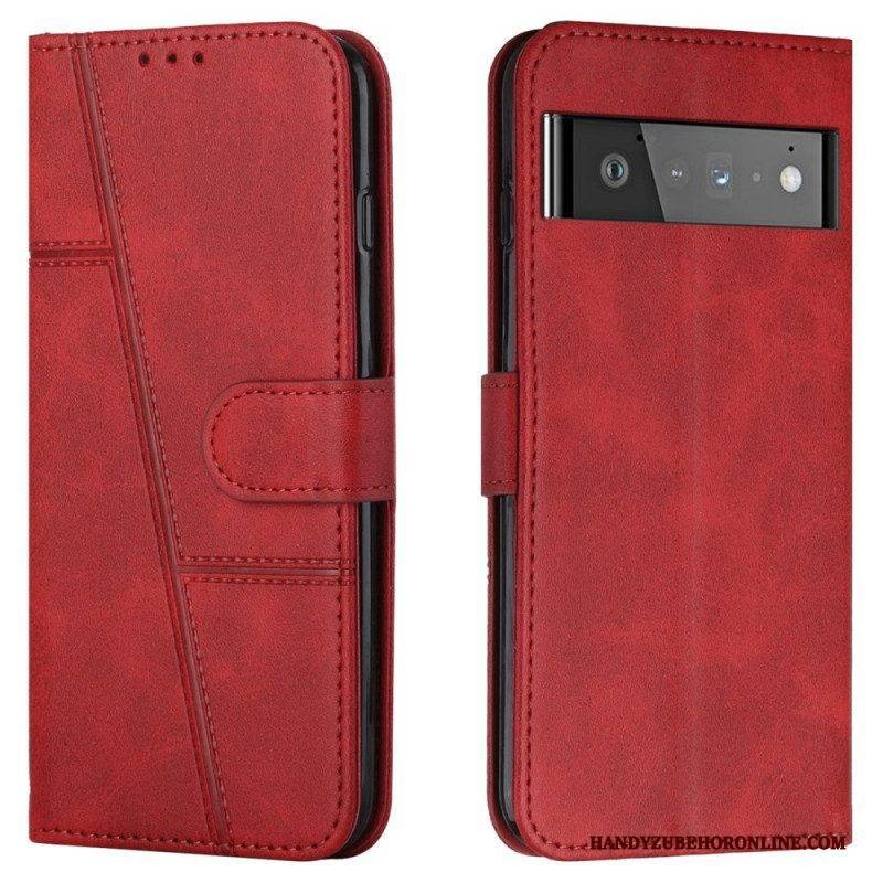 Flip Case Für Google Pixel 6 Pro Mit Kordel Riemchen-geo-ledereffekt
