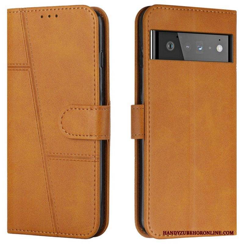 Flip Case Für Google Pixel 6 Pro Mit Kordel Riemchen-geo-ledereffekt