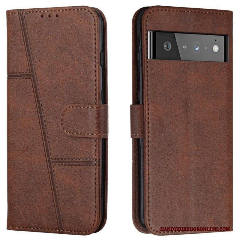 Flip Case Für Google Pixel 6 Pro Mit Kordel Riemchen-geo-ledereffekt