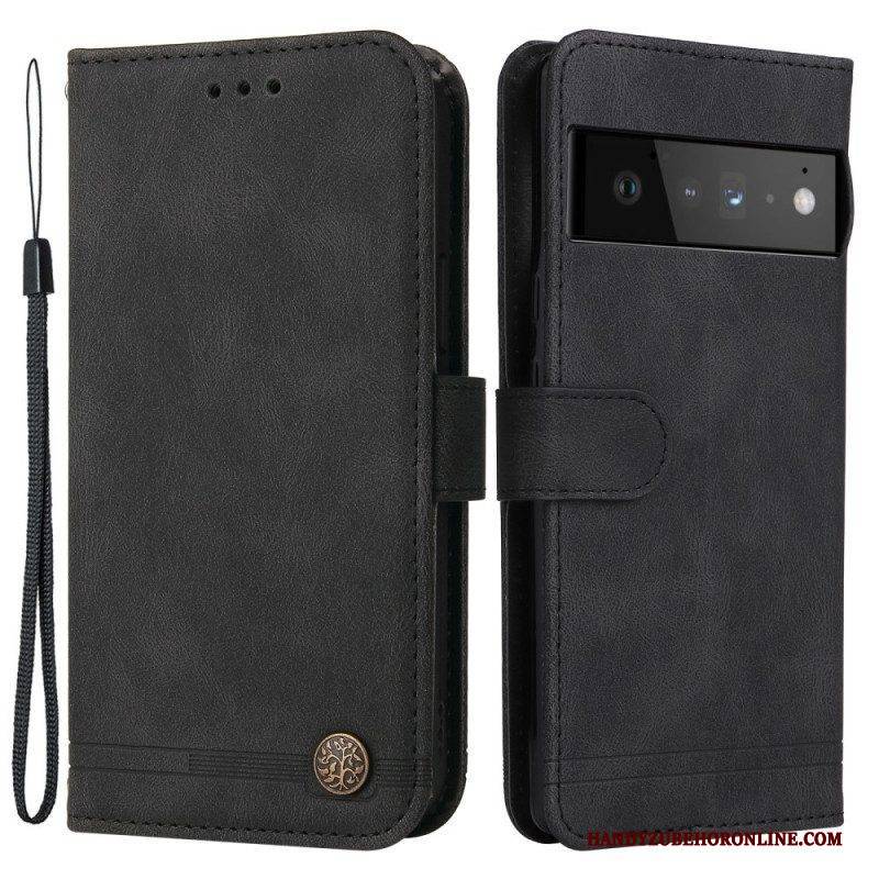 Flip Case Für Google Pixel 6 Pro Nieten Und Riemen Aus Kunstleder