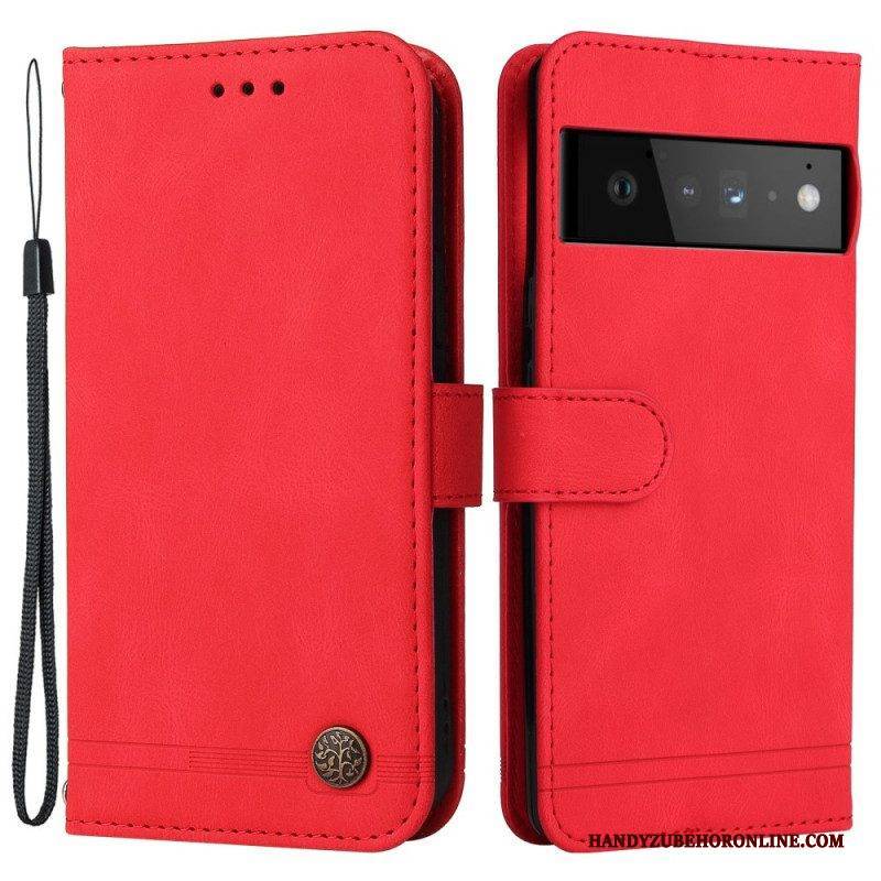 Flip Case Für Google Pixel 6 Pro Nieten Und Riemen Aus Kunstleder
