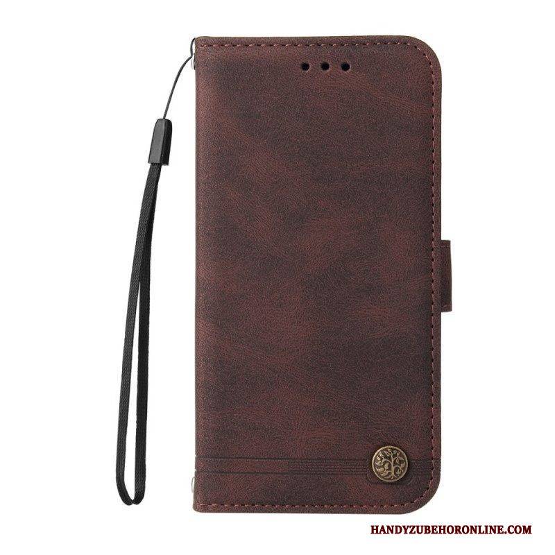 Flip Case Für Google Pixel 6 Pro Nieten Und Riemen Aus Kunstleder