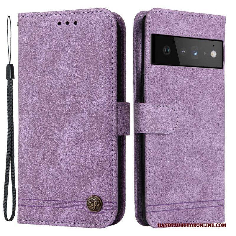 Flip Case Für Google Pixel 6 Pro Nieten Und Riemen Aus Kunstleder