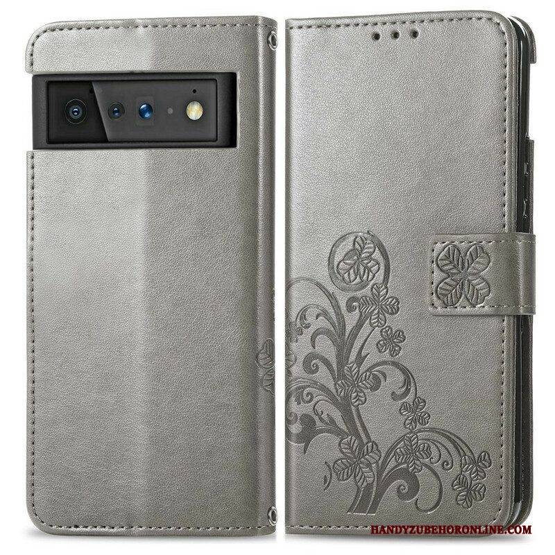 Flip Case Für Google Pixel 6 Pro Vierblättriges Kleeblatt