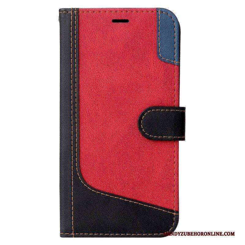 Flip Case Für Google Pixel 7 Mit Kordel Dreifarbiges Armband