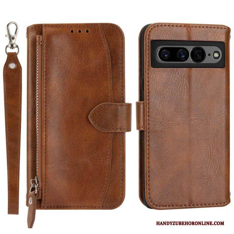 Flip Case Für Google Pixel 7 Pro Brieftasche Geldbörse Mit Umhängeband Und Schultergurt