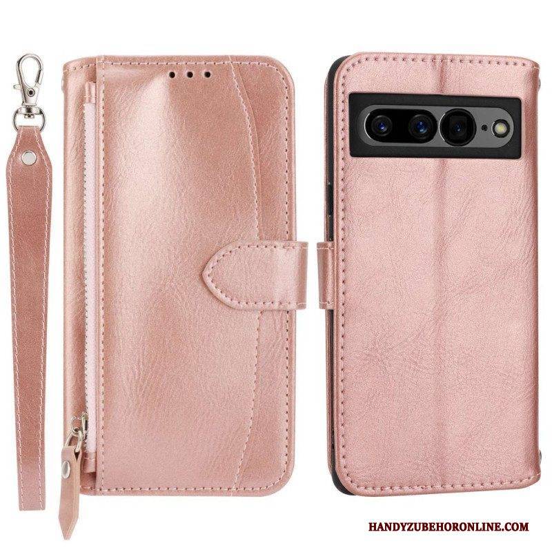 Flip Case Für Google Pixel 7 Pro Brieftasche Geldbörse Mit Umhängeband Und Schultergurt