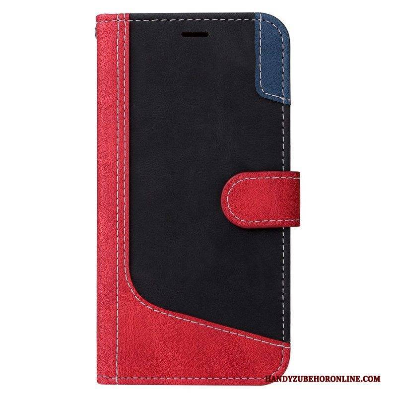 Flip Case Für Google Pixel 7 Pro Mit Kordel Dreifarbiges Armband