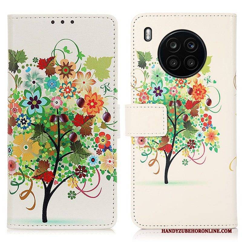 Flip Case Für Honor 50 Lite Blühender Baum