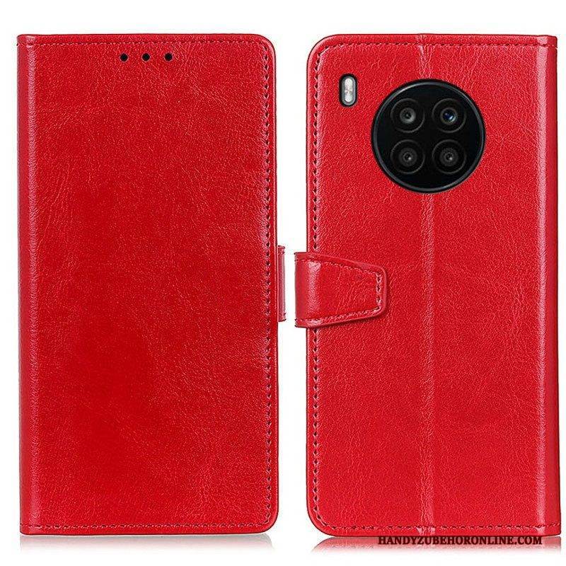 Flip Case Für Honor 50 Lite Einfacher Glänzender Ledereffekt