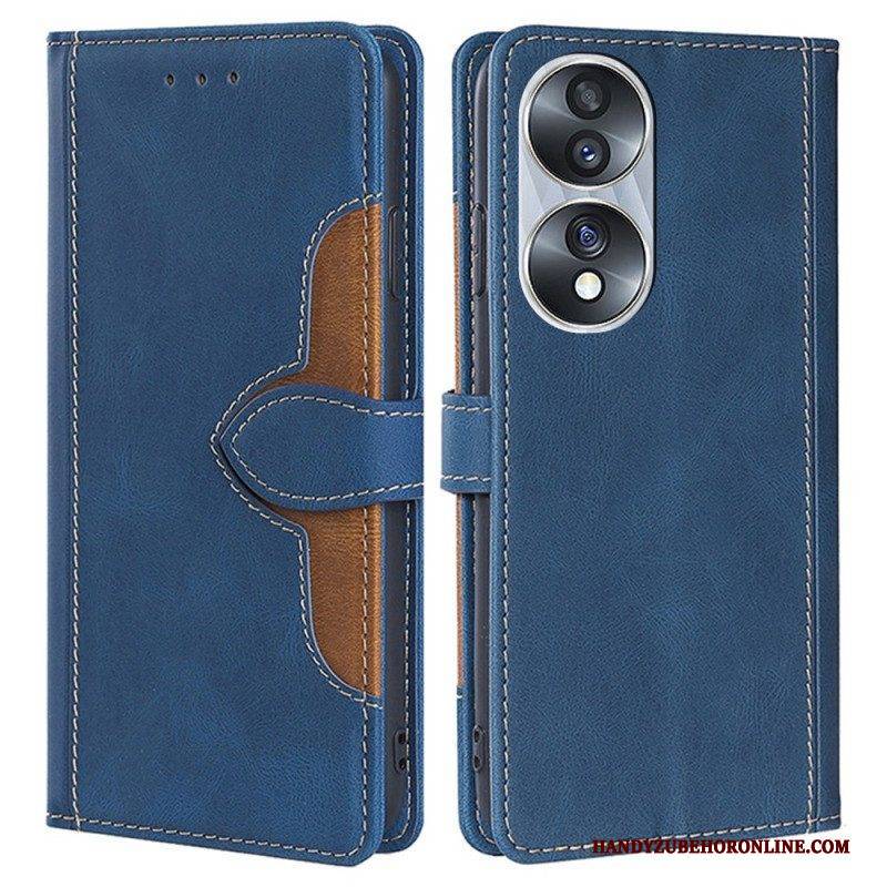 Flip Case Für Honor 70 Zweifarbiges Blumenmuster