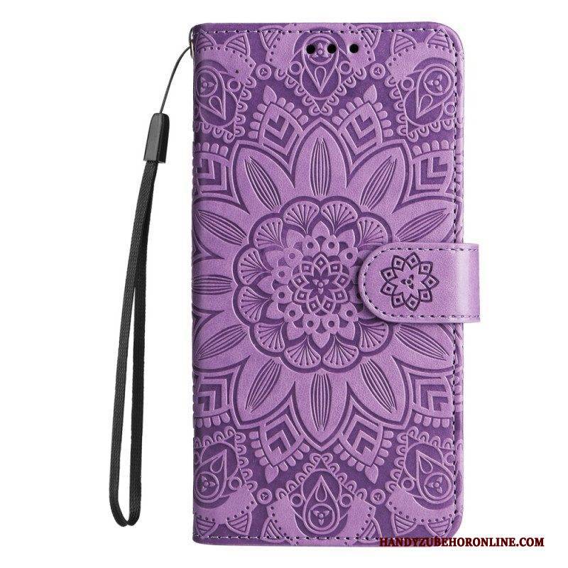 Flip Case Für Honor Magic 5 Lite Mandala-sonne Mit Schlüsselband