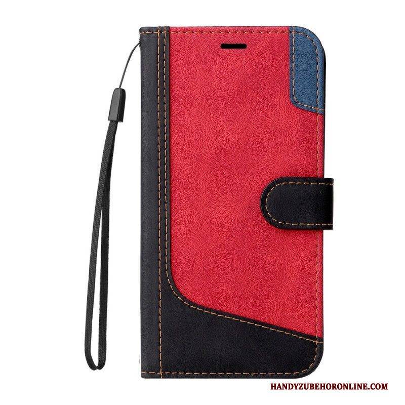 Flip Case Für Honor Magic 5 Lite Zweifarbig Mit Riemen