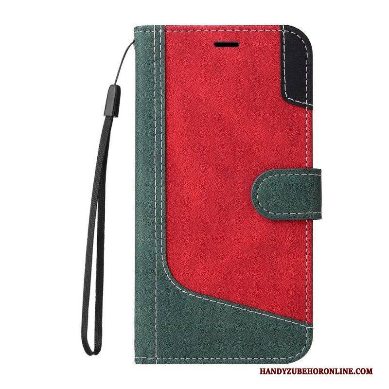 Flip Case Für Honor Magic 5 Lite Zweifarbig Mit Riemen