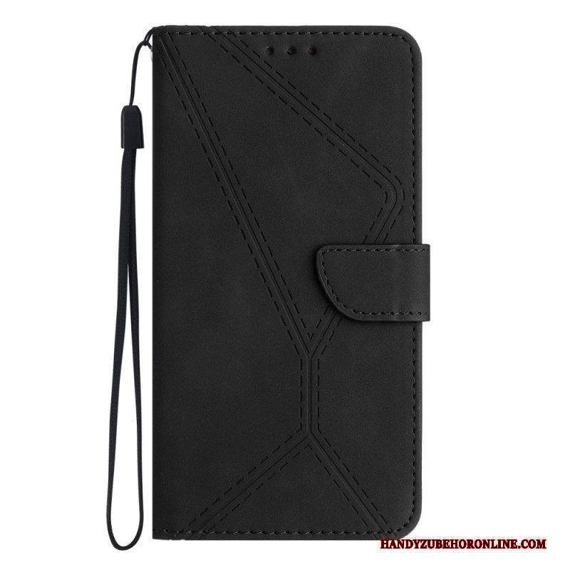 Flip Case Für Huawei P60 Pro Ledereffektlinie