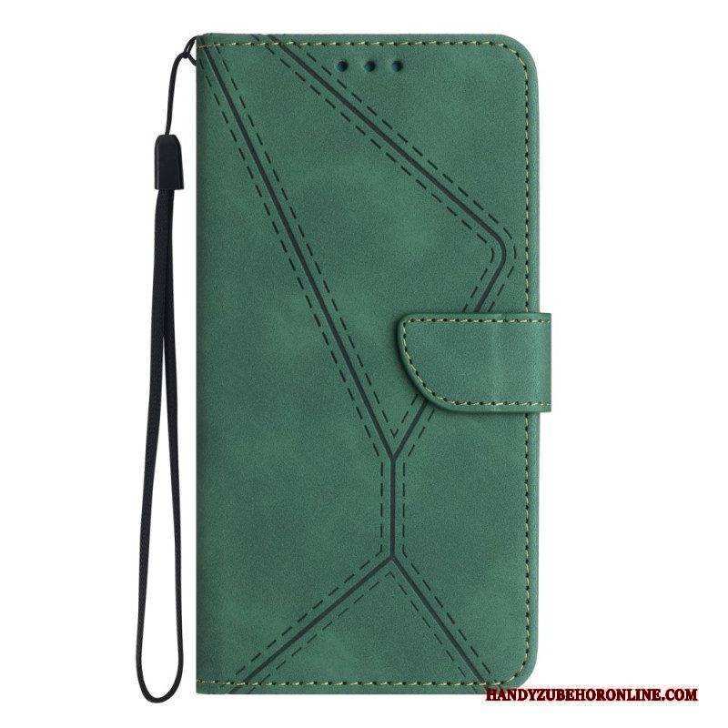 Flip Case Für Huawei P60 Pro Ledereffektlinie