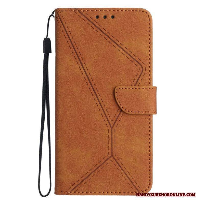 Flip Case Für Huawei P60 Pro Ledereffektlinie
