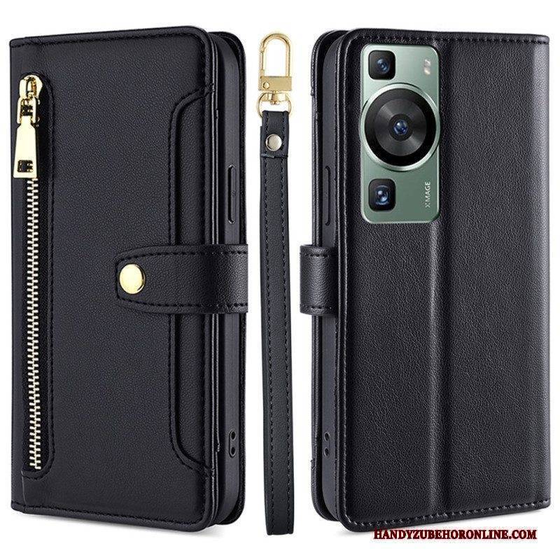 Flip Case Für Huawei P60 Pro Trageband Und Schultergurt