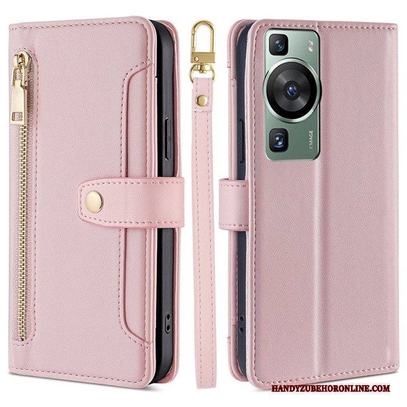 Flip Case Für Huawei P60 Pro Trageband Und Schultergurt