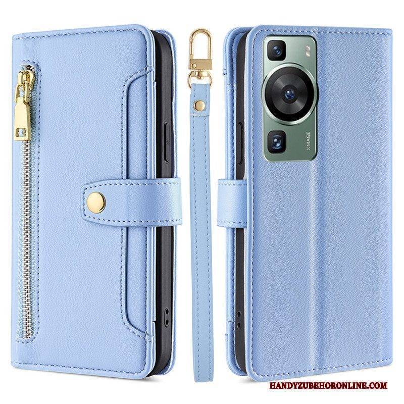 Flip Case Für Huawei P60 Pro Trageband Und Schultergurt