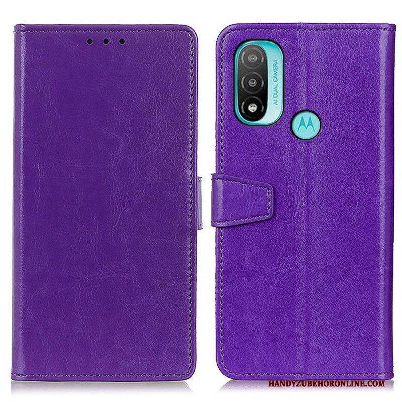 Flip Case Für Moto E40 / E30 / E20 Einfacher Glänzender Ledereffekt