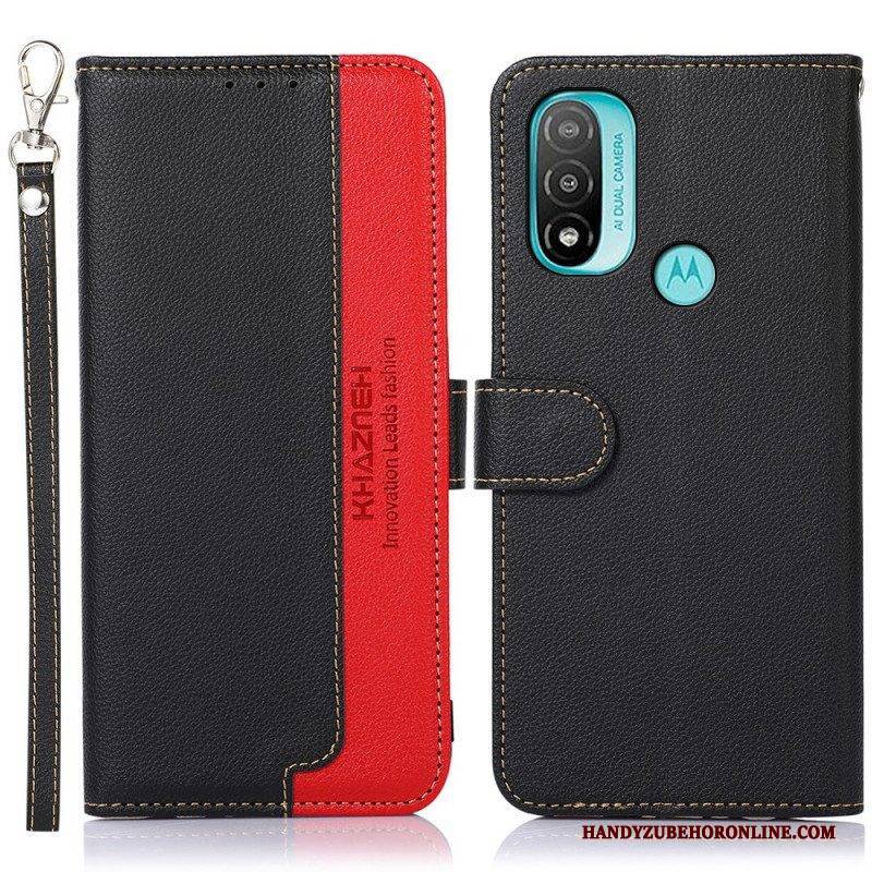 Flip Case Für Moto E40 / E30 / E20 Rfid-khazneh Im Litschi-stil