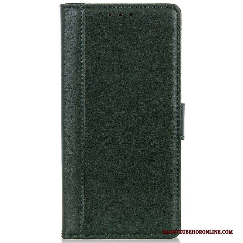 Flip Case Für Moto G51 5G Farbige Version Aus Spaltleder
