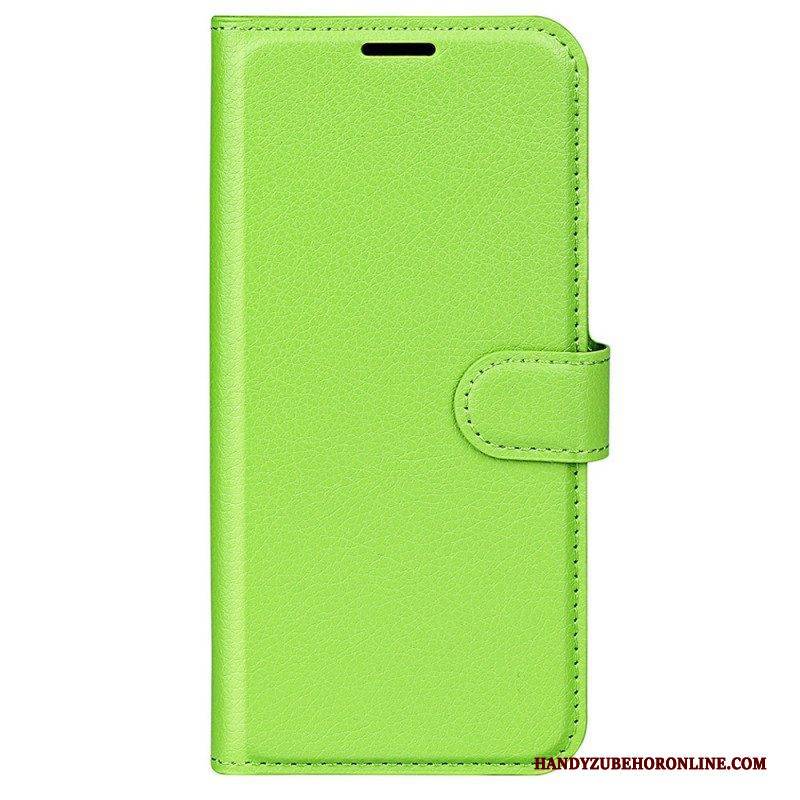 Flip Case Für Moto G73 5G Klassischer Litschi-ledereffekt