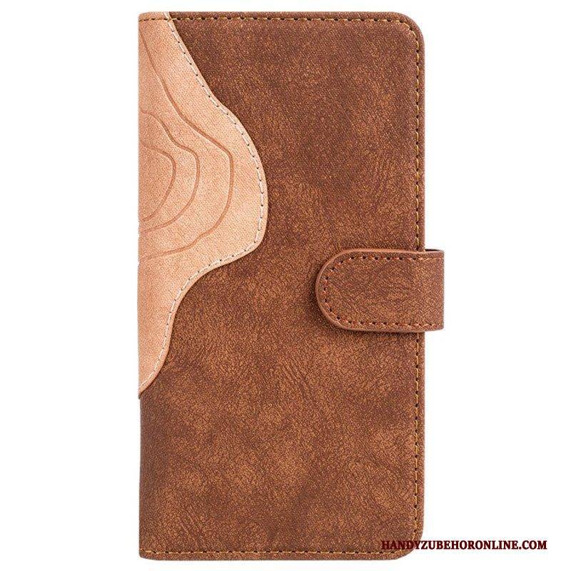 Flip Case Für OnePlus Nord 2T 5G Zweifarbige Holzstruktur